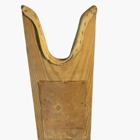 Antique Wood Leather Cowboy Boot Jack Puller Pat Pen Rustic Western Decor - Picture 2 of 7